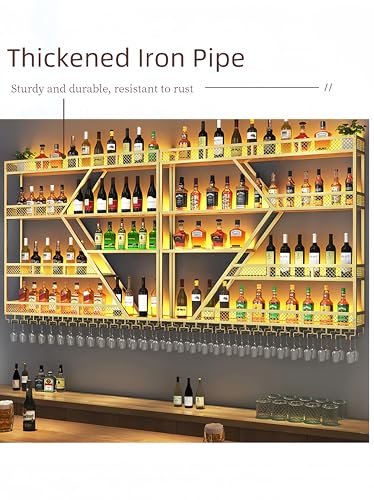 Black 3 Tier Metal Wine Rack with LED Light R908