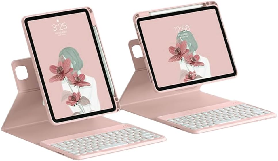 Pink Rotatable Detachable Bluetooth Keyboard Case for iPad 10.2'' 7th/8th/9th Generation K240