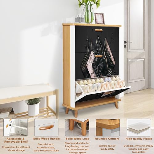 3 Flip Drawers Wooden Shoe Cabinet X39877
