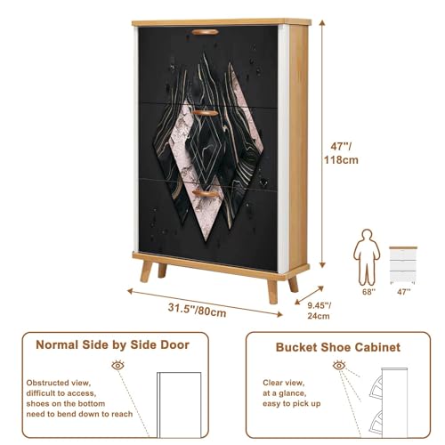 3 Flip Drawers Wooden Shoe Cabinet X39877