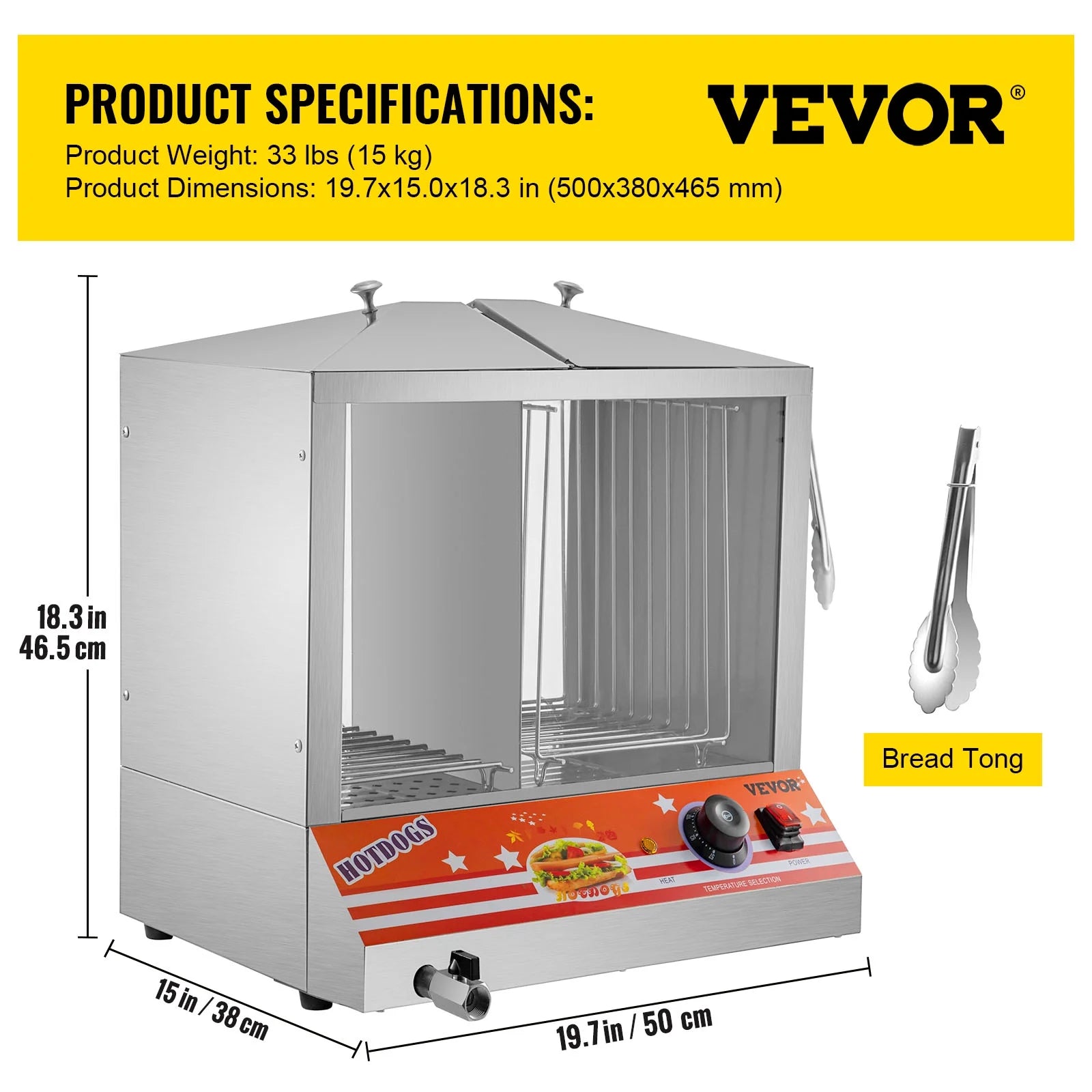 Stainless Steel Electric Hot Dog Warmer with Bun Warmer N2067