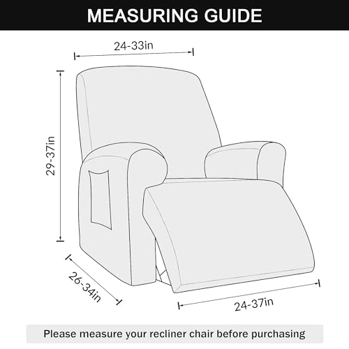 4-Pieces Velvet Recliner Chair Cover with Pocket H93831