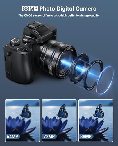 88MP WiFi Digital Camera with Dual-Lens, 16X Digital Zoom, Touch Screen, 2 Batteries, 32GB TF Card U686