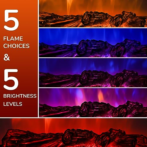 Black 20-Inch Electric Fireplace Logs with Remote Controller E1330