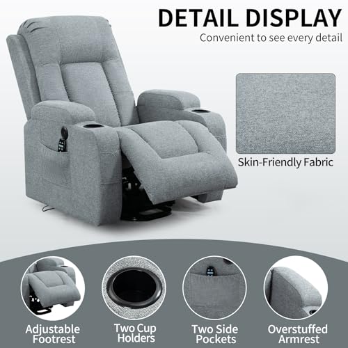 Grey Power Lift Recliner Chair with Heated and Massage R352