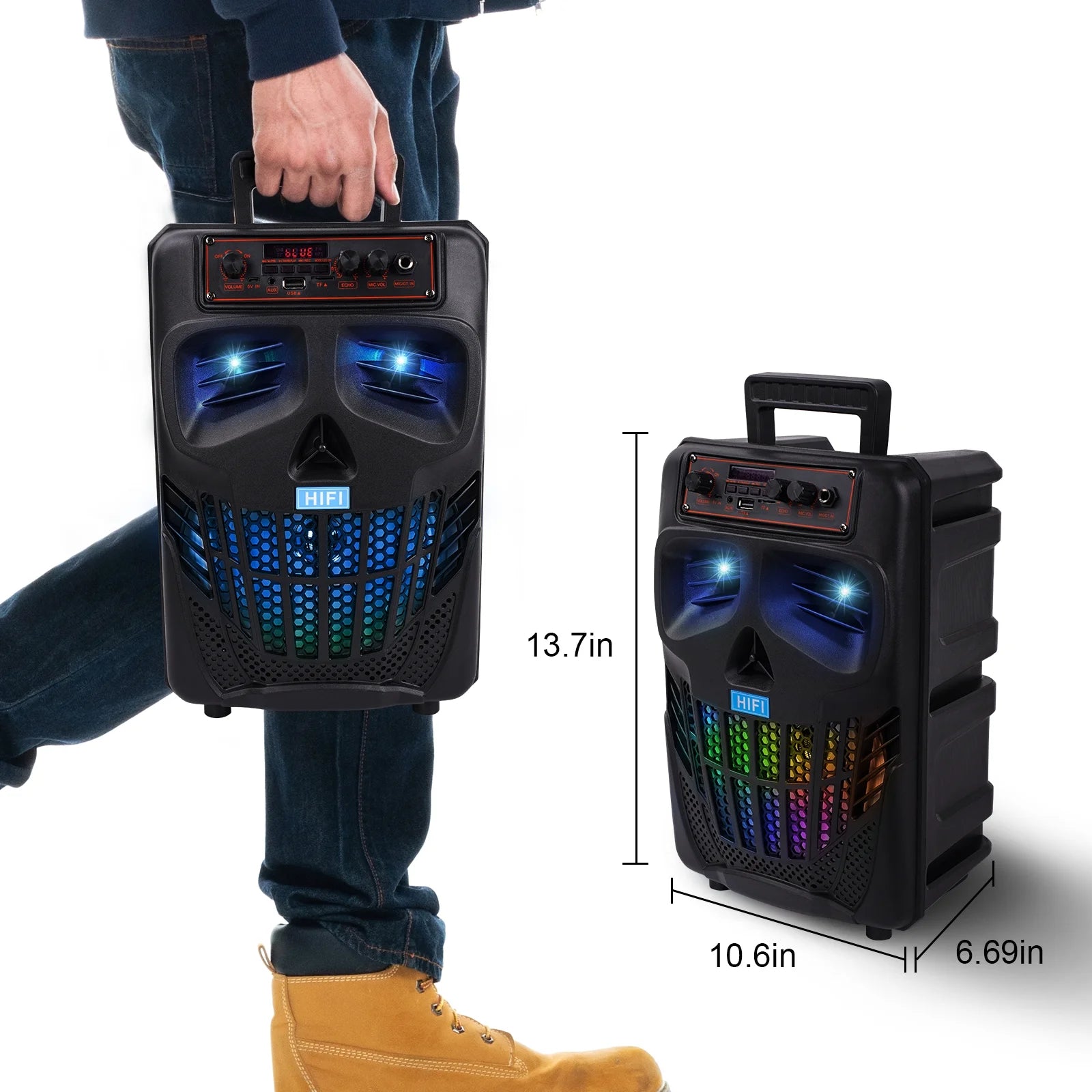 Portable Bluetooth Karaoke Machine with Microphone and RGB Lights O65116