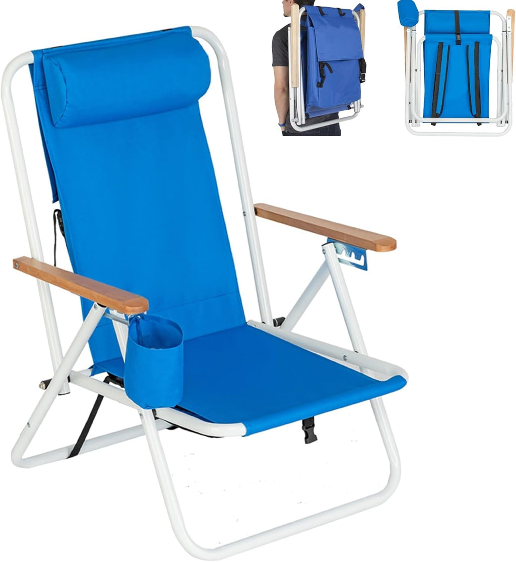 Blue Folding Heavy Duty Camping Chair with Storage Pouch H2637
