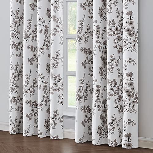 Taupe Floral Blackout Curtains, 52 X 84 Inches, 2 Panels S84900