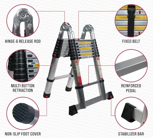 16.5' Telescoping Aluminum Folding Ladder with Carry Handle N17036