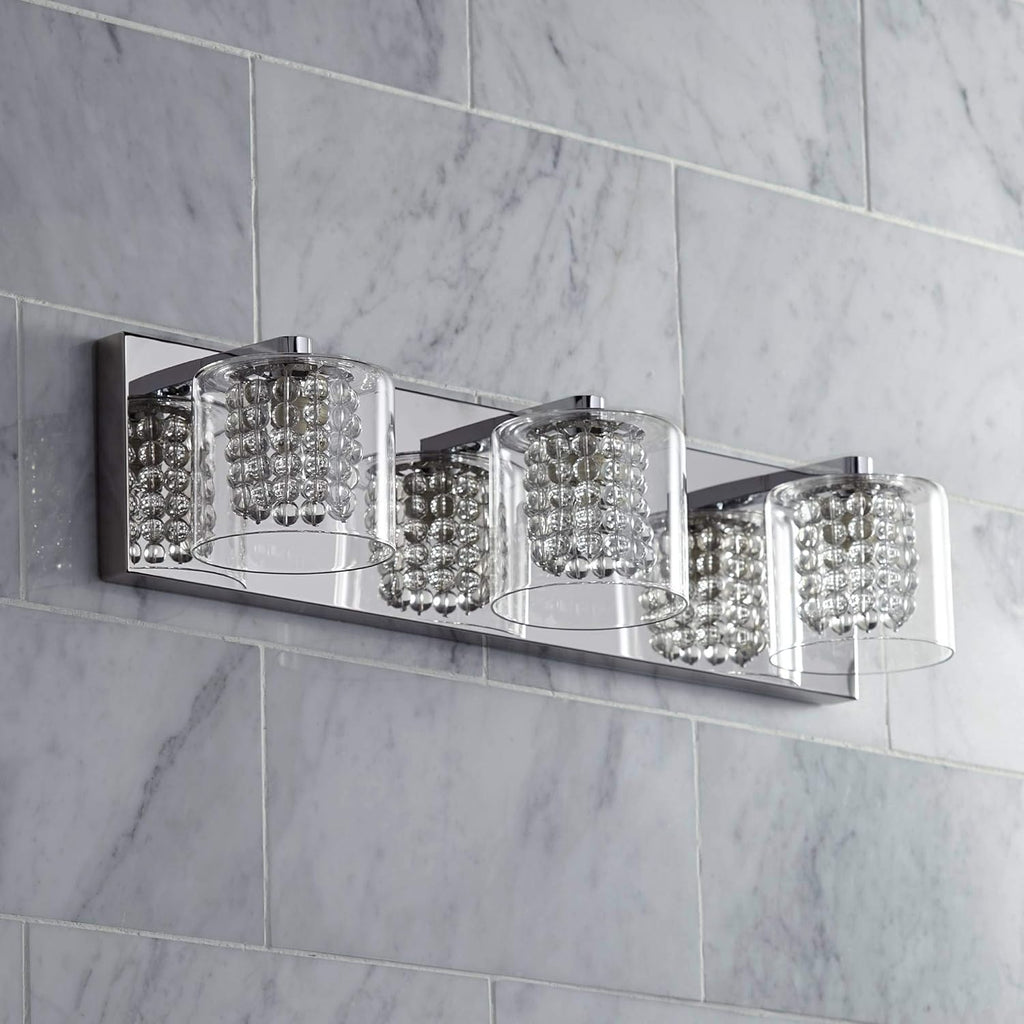 Chrome Silver Metal 3-Light Wall Mount Fixture with Clear Glass Shade G80758