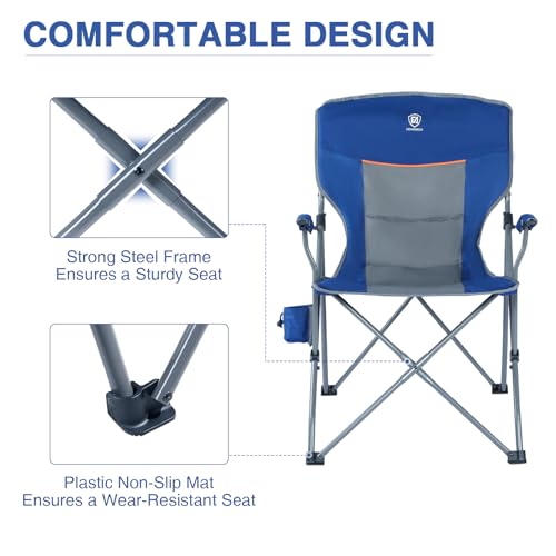 Folding Camping Chair with Padded Hard Armrest Carry Bag Cup Holder F97537
