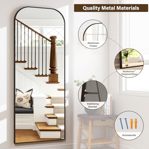 56x21 Inch Full Length Mirror with Aluminum Frame, Black T17478