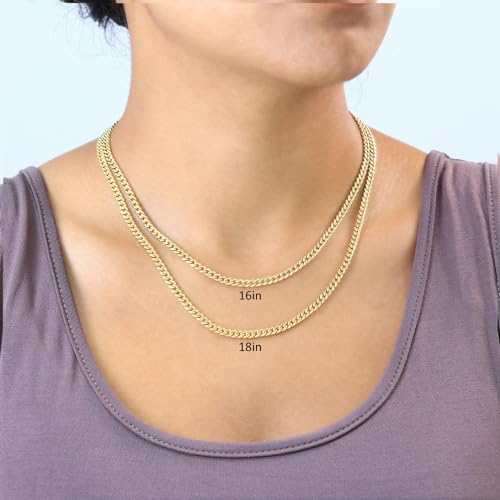 14k Yellow Gold Miami Cuban Link Chain Pendant Necklace L5544