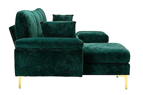 Purple 114 Inch Fabric Upholstered Modular Sectional Sofa with Chaise Lounge Ottoman and 2 Pillows X1947