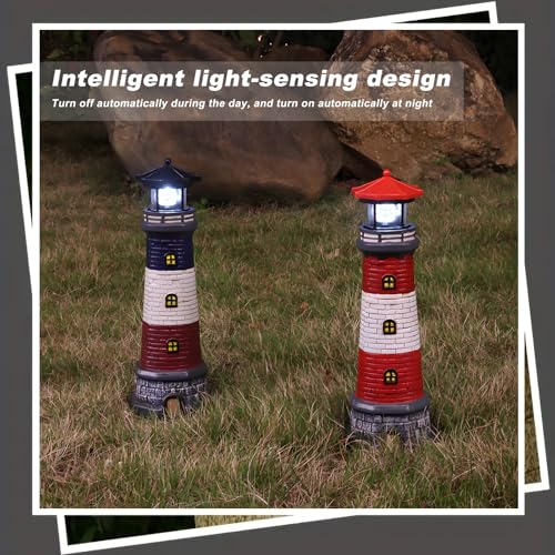 Red Solar Lighthouse Lawn Decoration C706