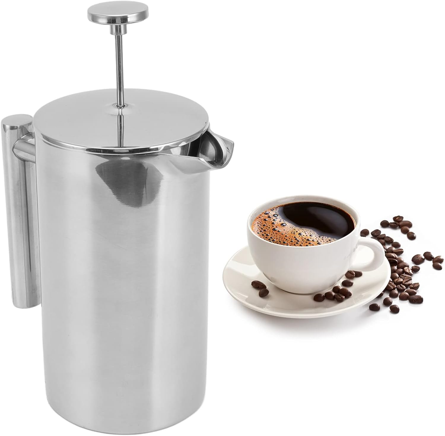 Silver Stainless Steel French Press Coffee Maker 800ML P163