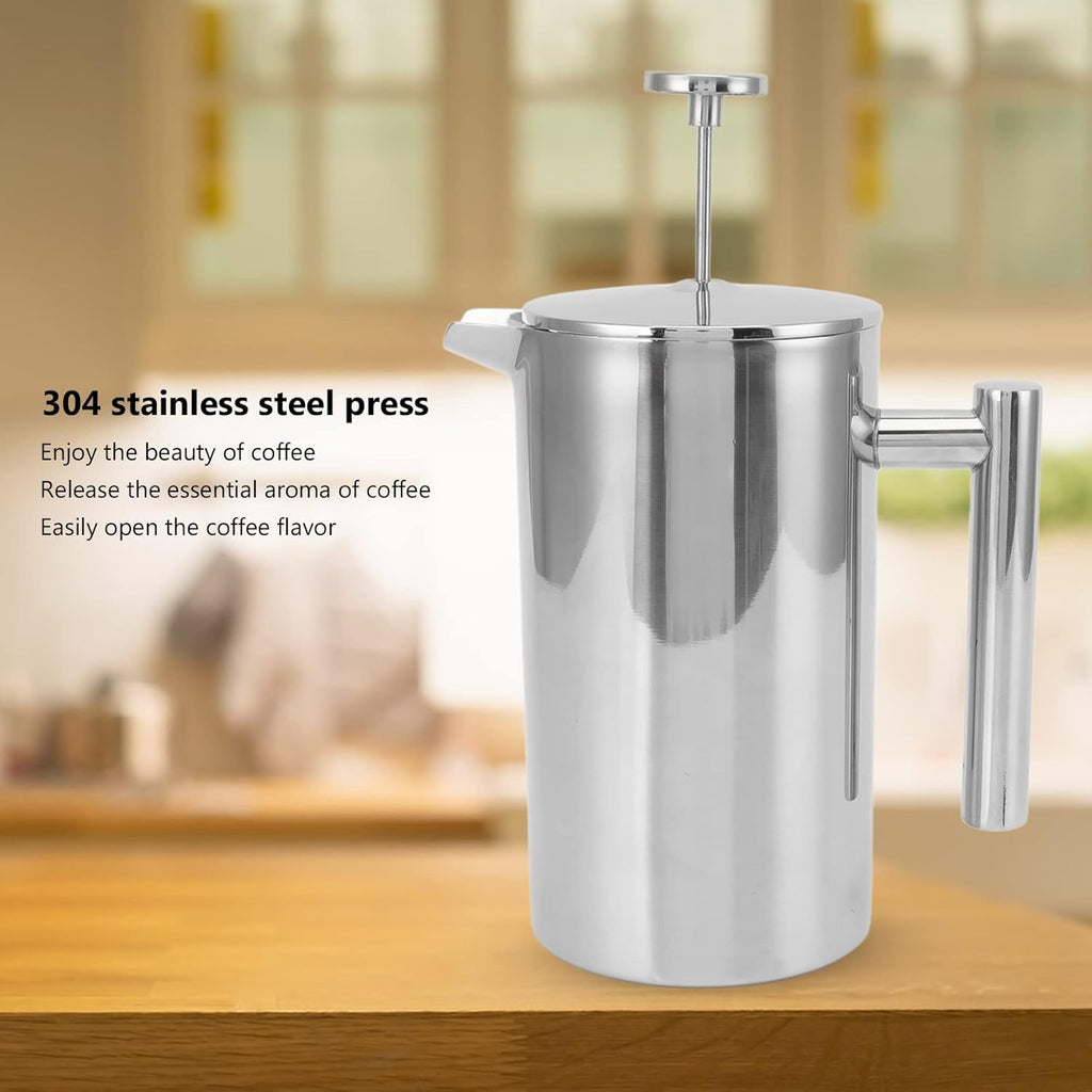 Silver Stainless Steel French Press Coffee Maker 800ML P163