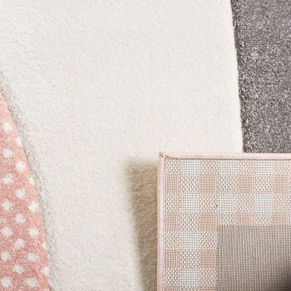 2'3" x 12' Pink & Grey Cat Design Runner Rug F21517