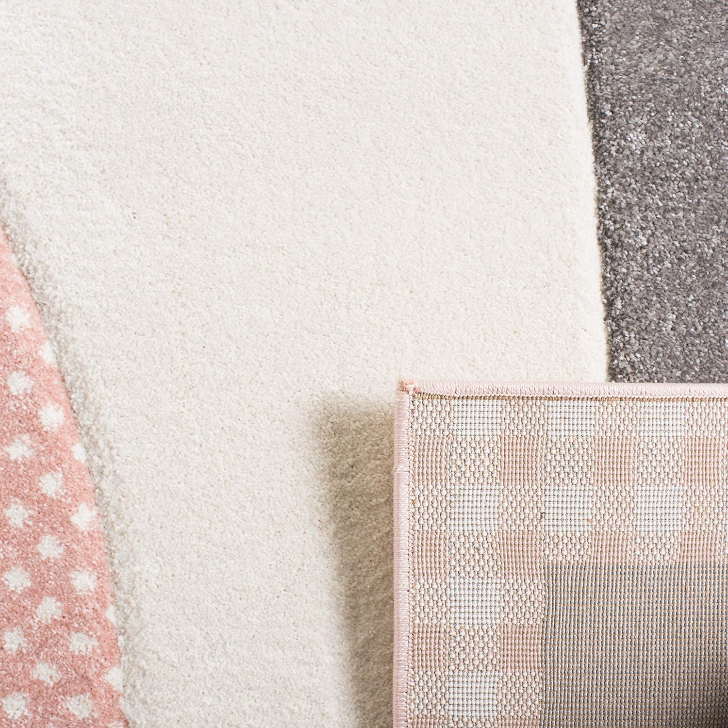 2'3" x 12' Pink & Grey Cat Design Runner Rug F21517