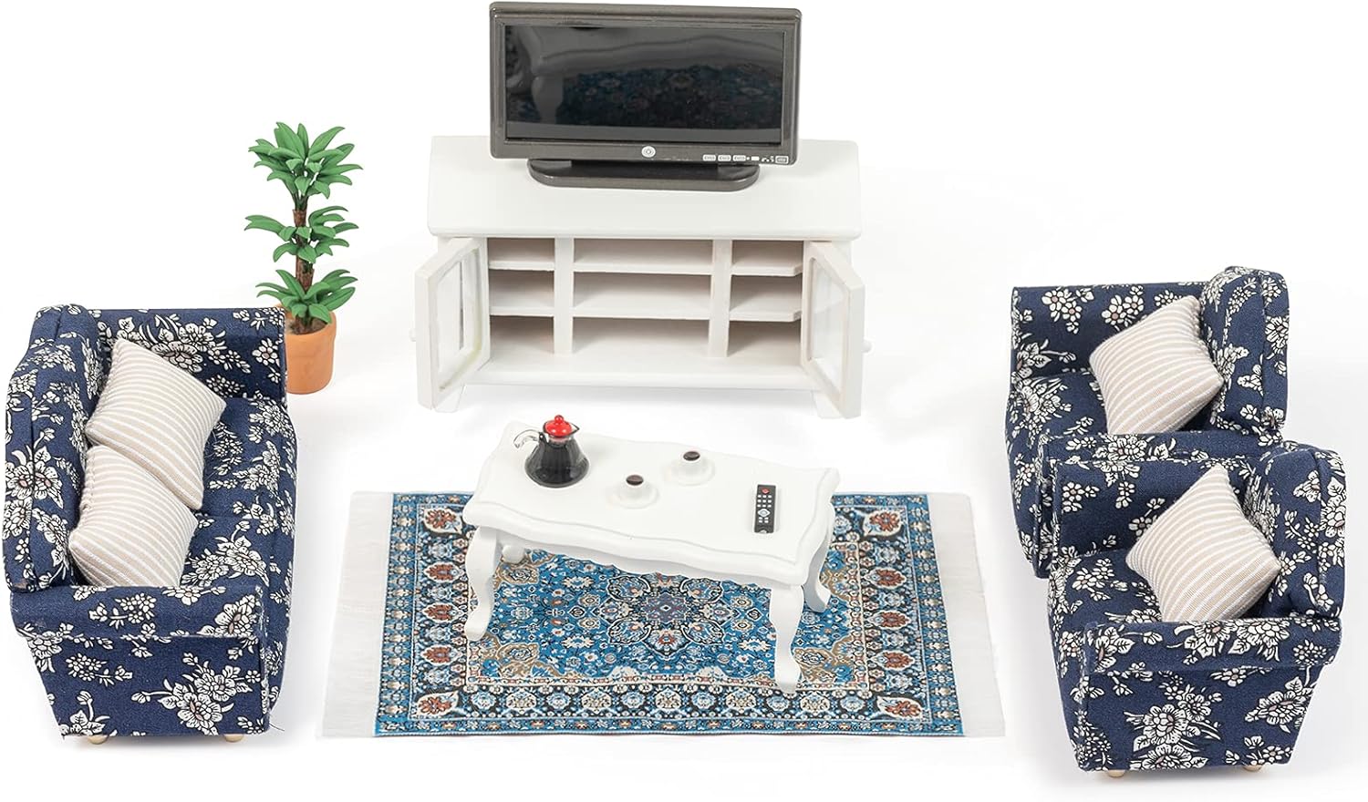 16 Pieces White Wooden Dollhouse Furniture Set M60163