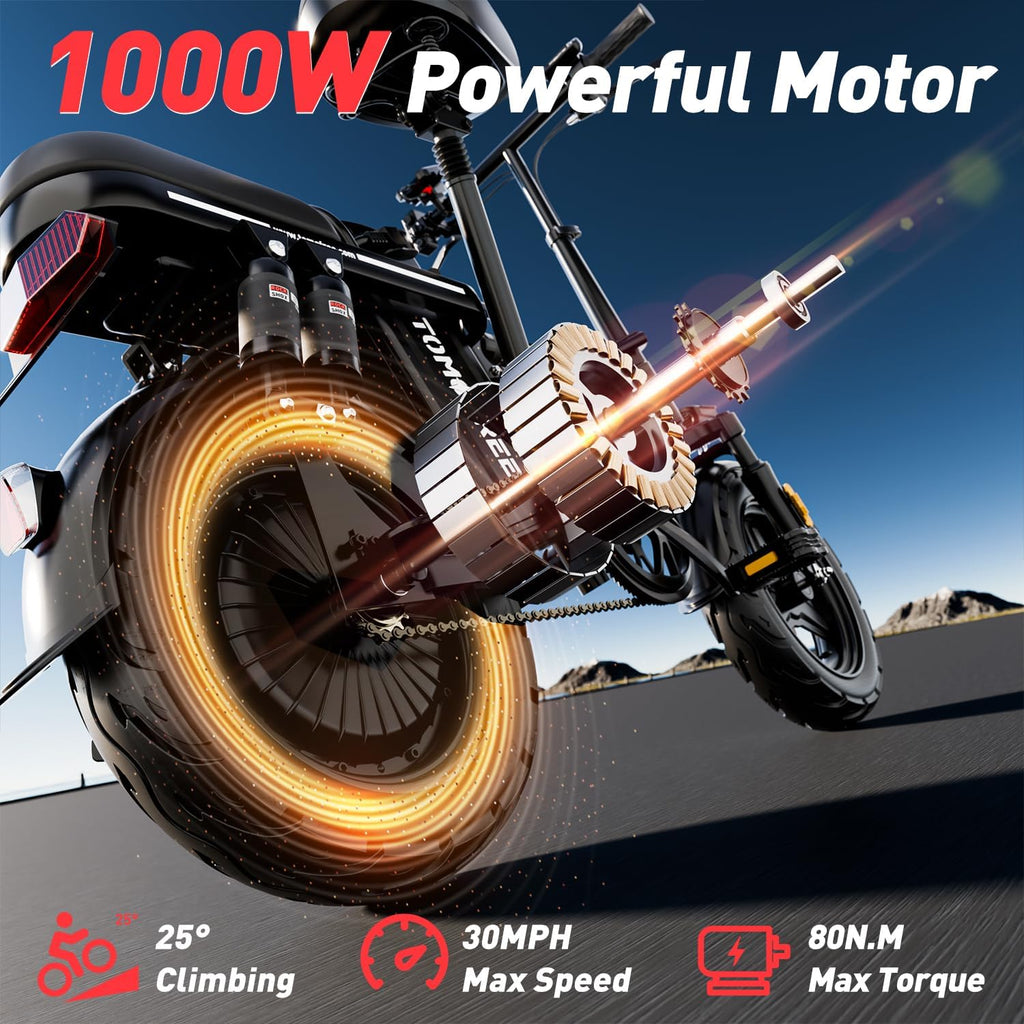 14" Folding Electric Commuting Bike with 1000W Brushless Motor, 48V 20Ah Removable Battery W7086
