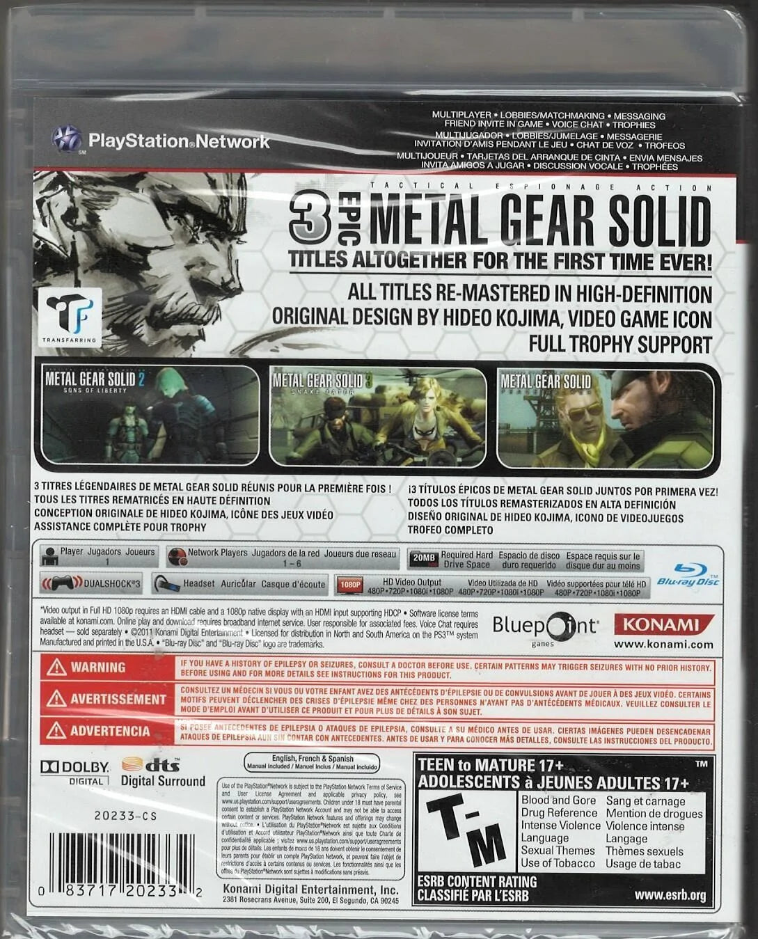 Metal Gear Solid HD Collection PS3 N5371