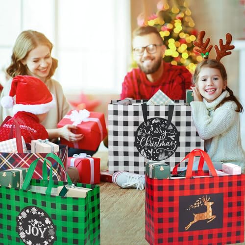 24 Pack Assorted Sizes Non-Woven Christmas Gift Bags with Handle O19789
