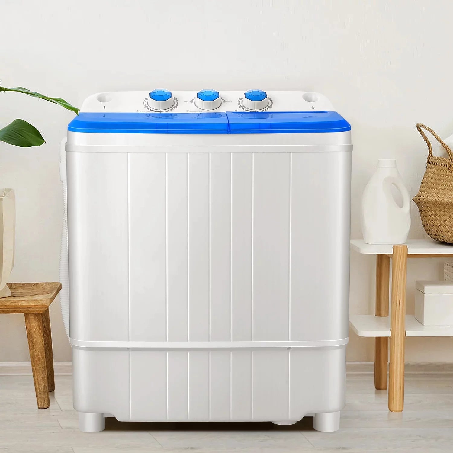 Mini Washing Machine, 11lbs Washer & 6.6lbs Spin Dryer Combo, Compact Washer Machine with Drain Pump E9561