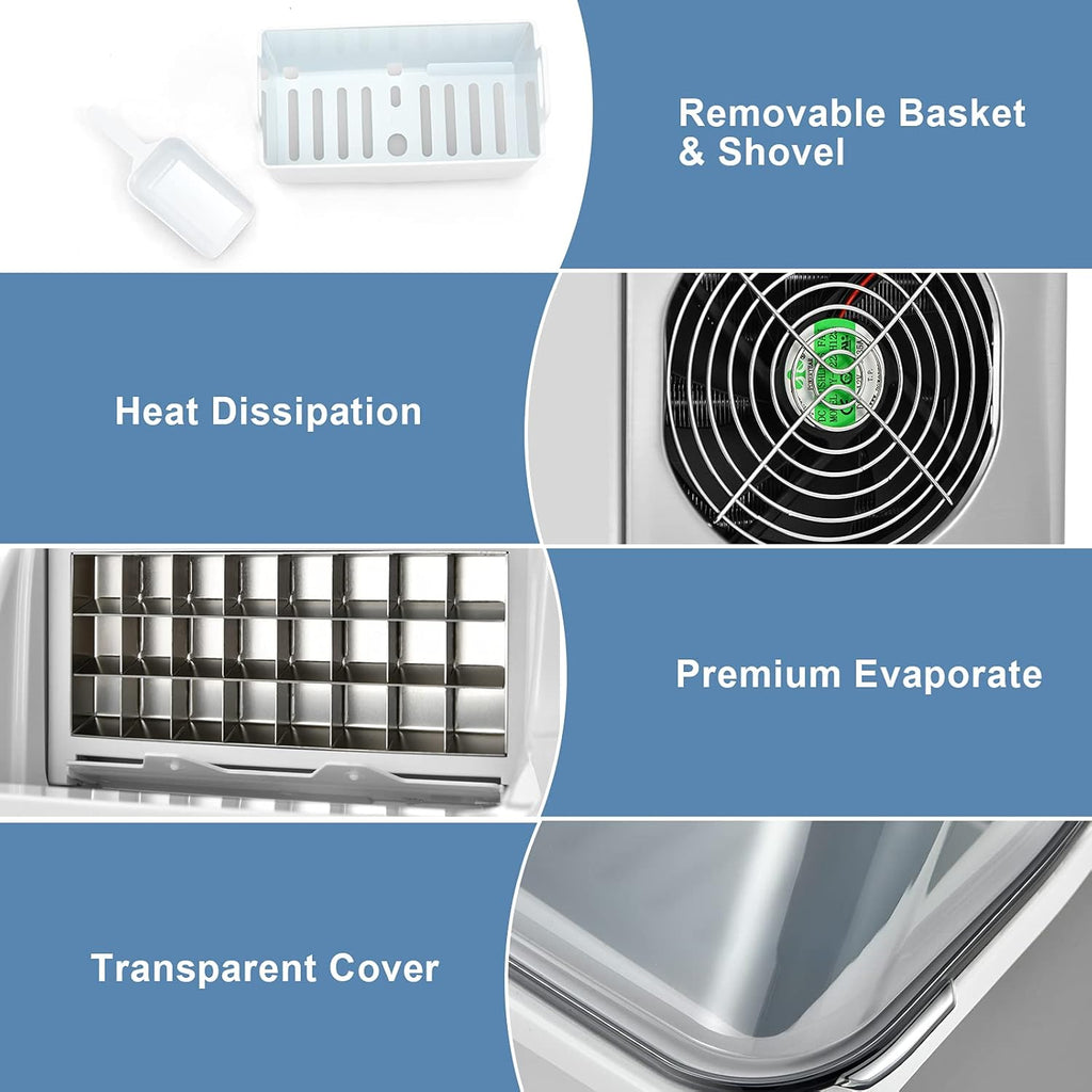 40LBS/24H Portable Compact Ice Machine with Auto Self-Cleaning Function B32166
