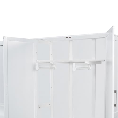 Queen Size Gray Murphy Bed Wall Bed with Desk and Closet Drawers and Shelves R71772