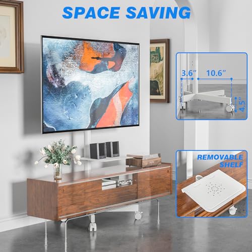 Mobile TV Cart for 23-60 Inch TVs, Height Adjustable Rolling Floor Stand with Wheels, Max VESA 400x400mm A565