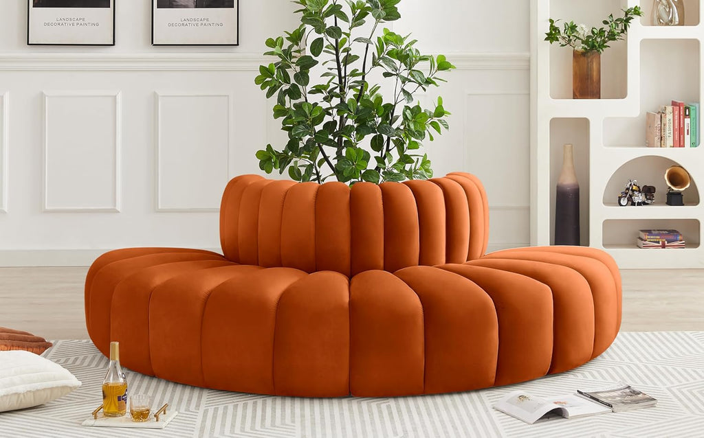 Cognac Velvet Sofa U2232