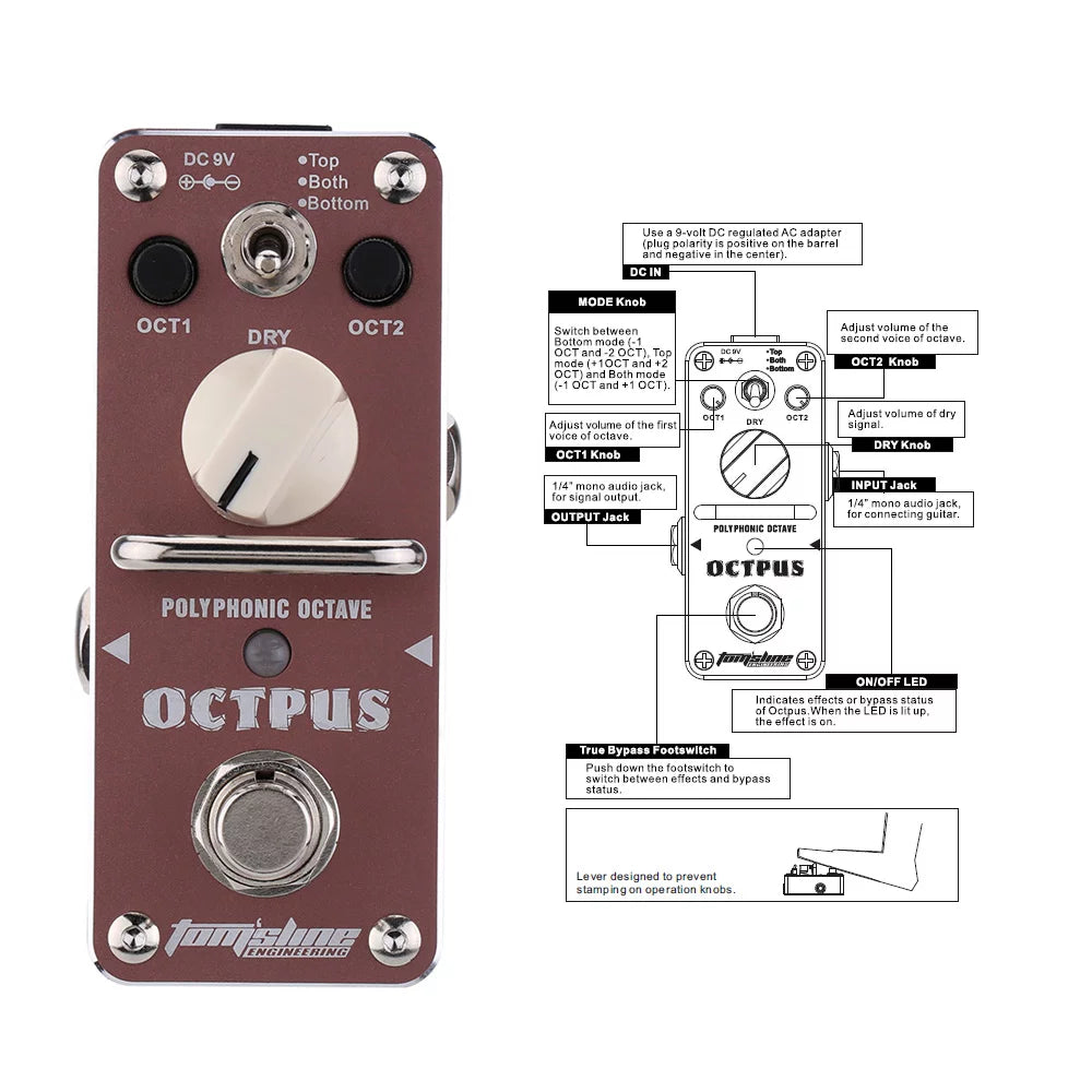 Octopus Polyphonic Octave Electric Guitar Effect Pedal M7042