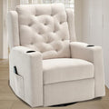 Oversized Swivel Rocker Recliner Chair with Cup Holders, Beige S960