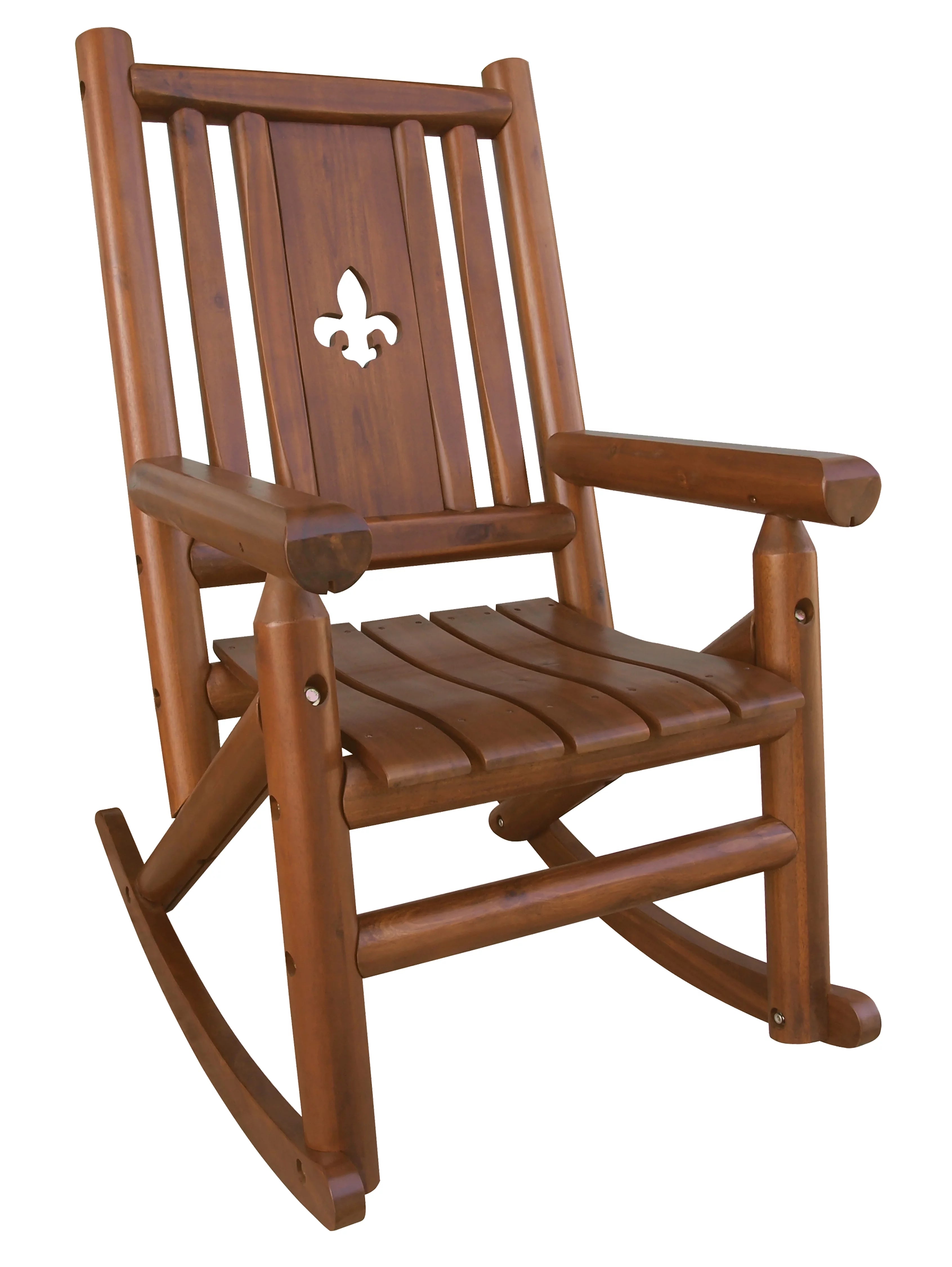 Brown Wood Outdoor Patio Rocking Chair I4151