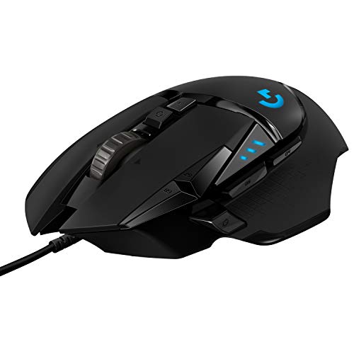 G502 HERO Wired Gaming Mouse with HERO 25K Sensor, 25,600 DPI, RGB, Adjustable Weights, 11 Programmable Buttons T582