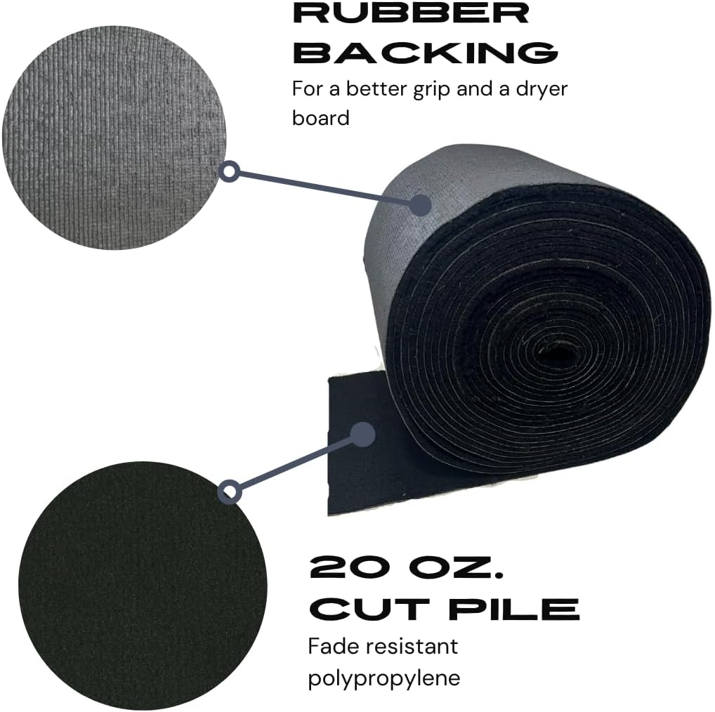 20oz Black Boat Trailer Bunk Carpet R1337