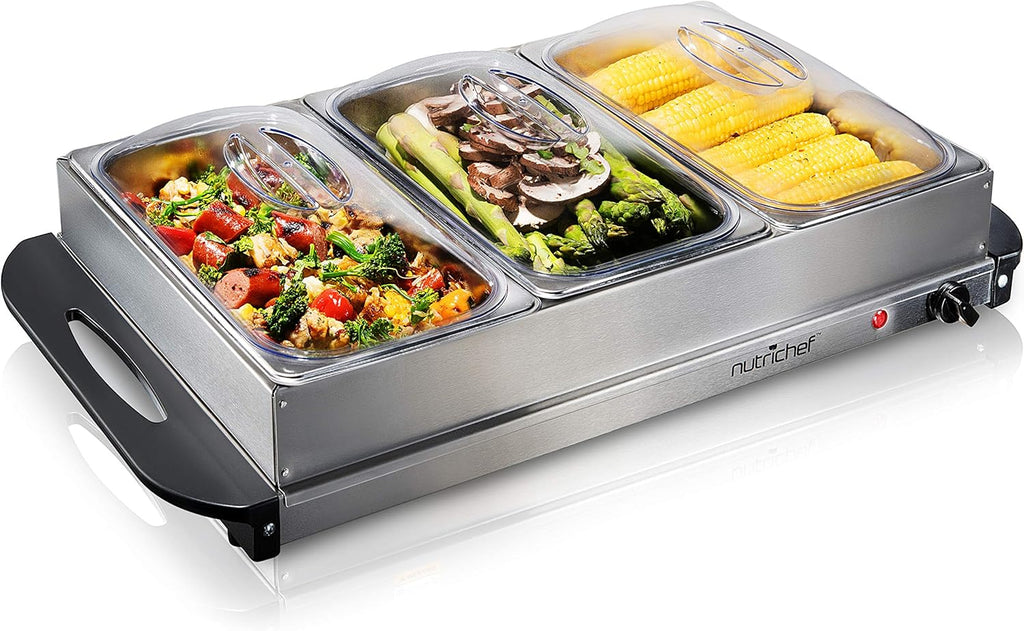 Stainless Steel Buffet Warmer Server with 3 Trays Y3778