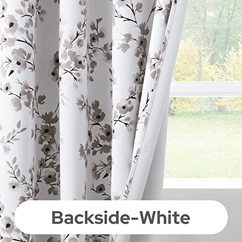 Taupe Floral Blackout Curtains, 52 X 84 Inches, 2 Panels S84900