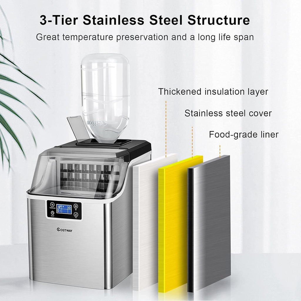 40LBS/24H Portable Compact Ice Machine with Auto Self-Cleaning Function B32166
