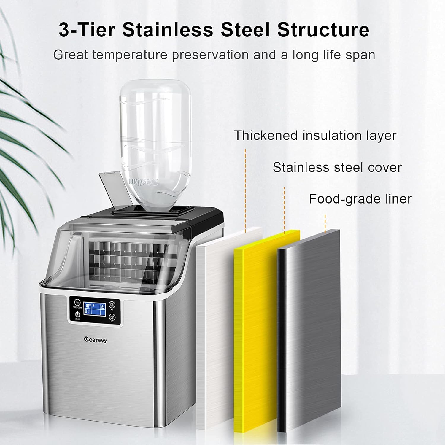 40LBS/24H Portable Compact Ice Machine with Auto Self-Cleaning Function B32166