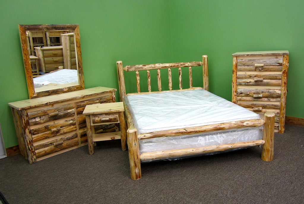 Solid Wood King Log Bed E8491