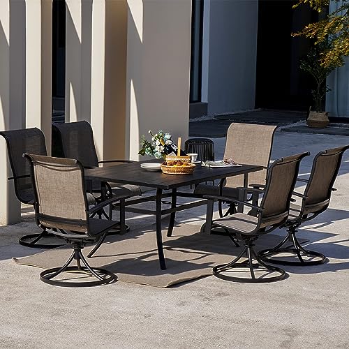 7-Piece Patio Dining Set with Swivel Chairs and Rectangular Dining Table R9091