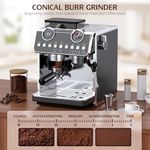 20 Bar 58mm Stainless Steel Espresso Machine with Grinder Z66532