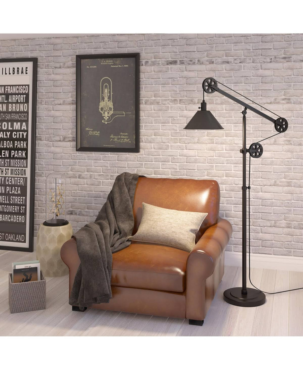 Blackened Bronze Floor Lamp with Pulley System S8576
