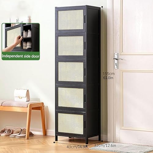 Bamboo Narrow Shoe Storage Cabinet with Doors Z414