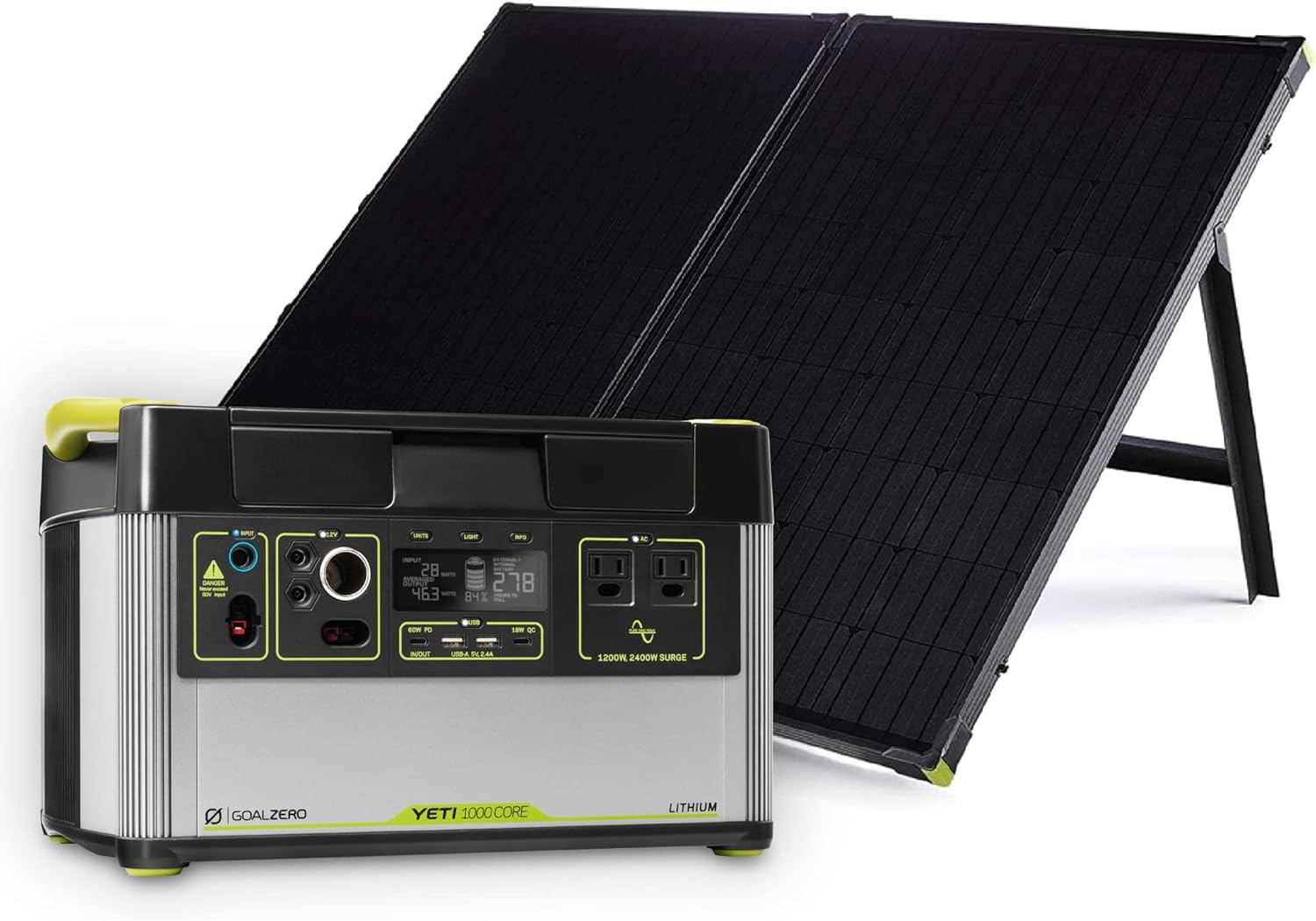 Portable Power Station, 1,000 W, Solar-Powered Generator R688674