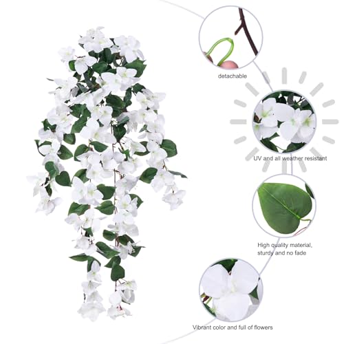 2 PCS Artificial Hanging Bougainvillea Flowers, UV Resistance Fabric Vine (Hotpink) D706