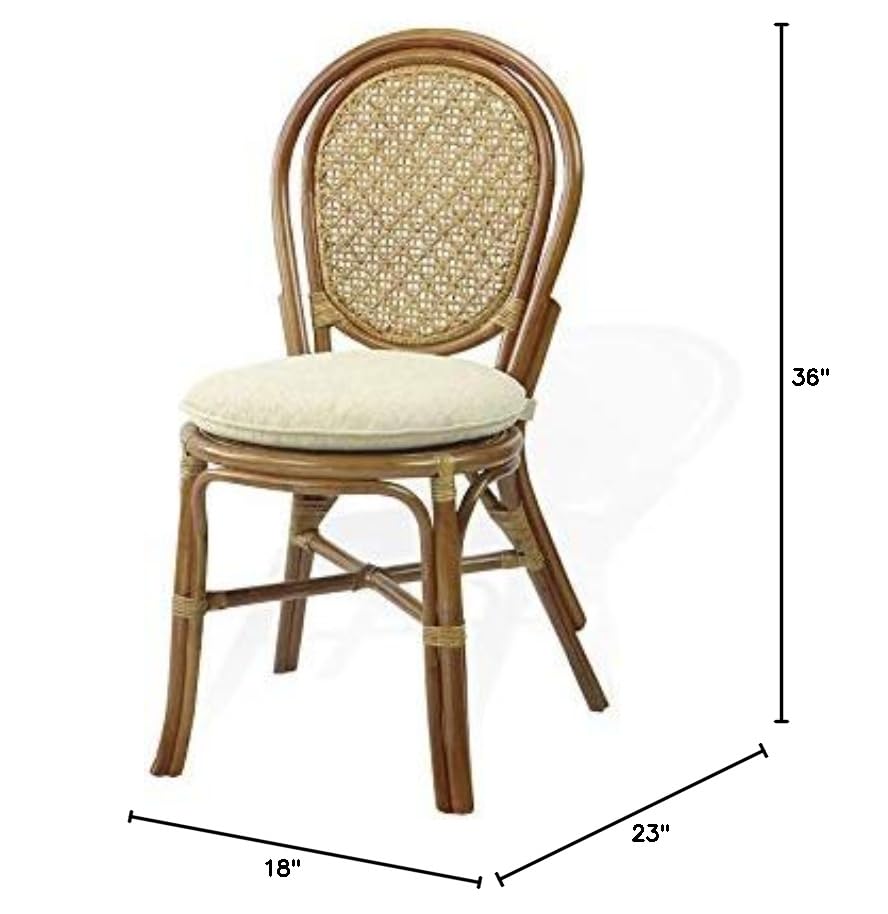Set of 2 Natural Rattan Side Chair with Cream Cushion E858766