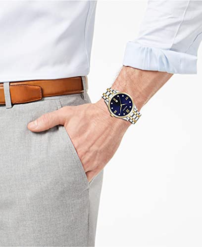 Men's Classic Stainless Steel Watch with Diamonds and Day Date F24319